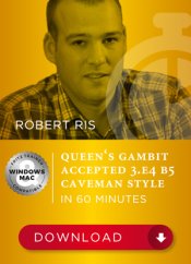 Queen's Gambit Accepted 3.e4 b5 Caveman style in 60 Minutes, Robert Ris (English)